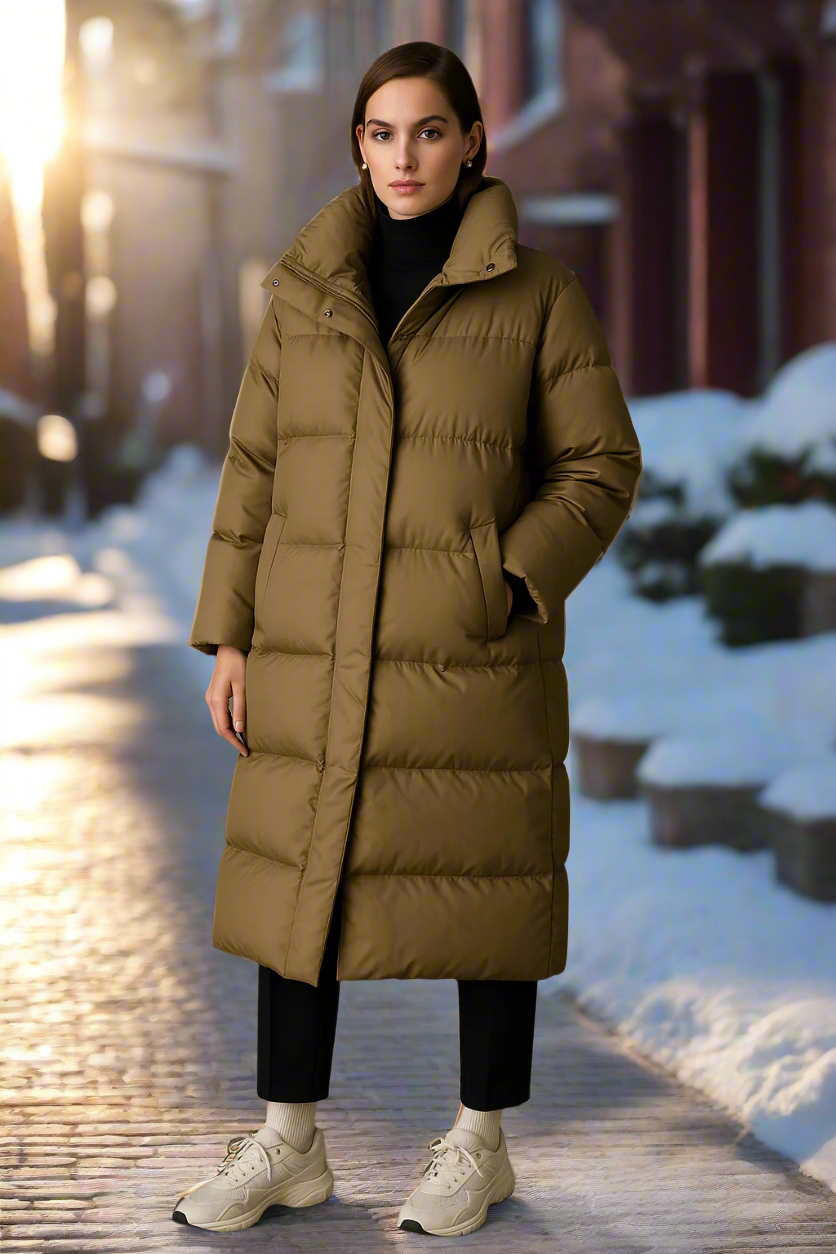 Women's Mid-Length Stand Collar Puffer Jacket